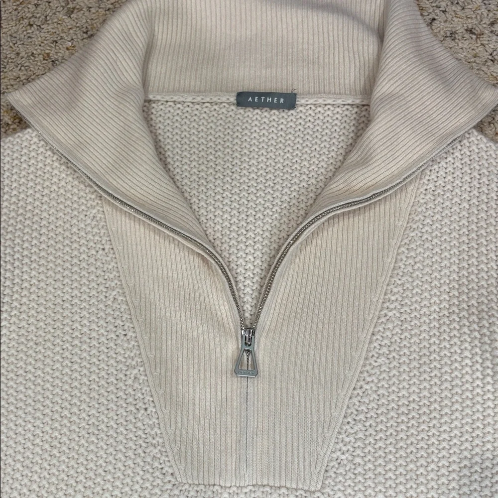 AETHER Half-Zip Cashmere & Wool Sweater small - Picture 1 of 6